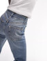 Topshop Petite Kort jeans in mid blue