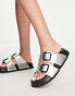 Фото #1 товара Bronx Veran-o double strap leather sandal in metallic silver