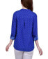 ფოტო #2 პროდუქტის Petite 3/4 Sleeve Roll Tab Notch Collar Blouse