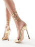 Фото #5 товара Public Desire Ronnie pointed heeled sandal with ankle tie in gold