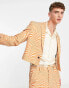 ASOS DESIGN skinny cropped suit jacket in white and orange swirl print