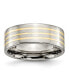 ფოტო #1 პროდუქტის Titanium 14k Gold Inlay Flat Wedding Band Ring