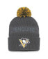 Фото #1 товара Men's Charcoal Pittsburgh Penguins Authentic Pro Home Ice Cuffed Knit Hat with Pom