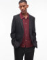 Topman slim salt and pepper wool mix suit jacket in black