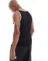 ASOS DESIGN muscle fit rib vest with contrast binding in black