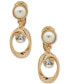 ფოტო #1 პროდუქტის Gold-Tone Crystal & Imitation Pearl Orbital Clip-On Drop Earrings