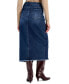 ფოტო #2 პროდუქტის Juniors' Denim Front-Slit Frayed-Hem Midi Skirt