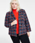 Фото #1 товара Plus Size Tweed Faux-Double-Breasted Blazer, Created for Macy's