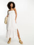 River Island bandeau maxi dress with lace detail in white