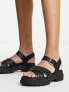 Timberland london vibe cross strap sandals in black full grain leather