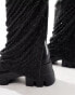 Azalea Wang Bloomfield embellished mesh chunky boot in black