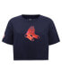 Фото #4 товара Women's Navy Boston Red Sox Painted Sky Boxy Cropped T-shirt