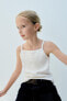 Ribbed top with lace trim