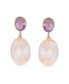 Elegant Purple Amethyst Oval Accent Briolette Peach Pink Natural Rose Quartz Faceted Oval Drop Earrings For Women Rose Gold Plated