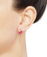 ფოტო #3 პროდუქტის Lab-Grown Ruby (1-1/3 ct. t.w.) Button Cherry Leaf Earrings in 10k Yellow Gold