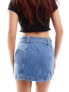 Tommy Jeans belted zipper denim mini skirt in mid wash