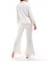 Chelsea Peers bridal satin short sleeve revere and trouser set with tassel detail in ivory