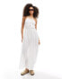 Esmee tie front cut out tiered maxi strappy beach dress in white