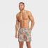 Фото #2 товара Men's 7" Floral Print Swim Shorts with Boxer Brief Liner - Goodfellow & Co Red