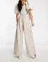 Фото #4 товара ASOS DESIGN high waisted wide leg trouser in stone