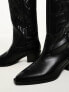 Фото #5 товара Stradivarius knee high western boot in black