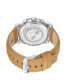 ფოტო #3 პროდუქტის Men's Quartz Wheat Genuine Leather Strap Watch, 45mm