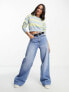 Noisy May cropped jumper in blue and yellow stripe