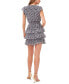 Фото #2 товара Petite Printed Chiffon Ruffle-Trimmed V-Neck Dress