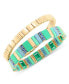 ფოტო #1 პროდუქტის Gold-Tone 2-Pc. Set Pavé & Multicolor Bar Stretch Bracelets, Created for Macy's