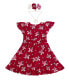 Big Girls Short Sleeve Printed Dress, Scrunchie and Necklace Set