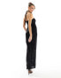 Фото #3 товара Miss Selfridge floral devore bandeau maxi dress with corsage in black