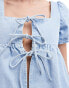 Фото #2 товара ASOS DESIGN denim babydoll top in mid blue