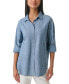 ფოტო #1 პროდუქტის Women's Imitation Pearl Denim Shirt