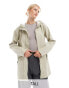 Vero Moda Tall coated rain jacket with hood in stone