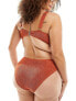 Фото #5 товара South Beach Curve crinkle high waist bikini bottom in rust