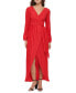 Фото #1 товара Women's Pleated Woven Faux-Wrap V-Neck Maxi Dress