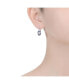 Фото #2 товара Sterling Silver with White Gold Plated and Sapphire Cubic Zirconia Leverback Earrings