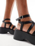 Glamorous platform strappy sandals in black