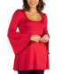 Women's Long Bell Sleeve Flared Tunic Top