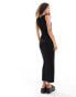 Фото #4 товара COLLUSION slash neck ribbed maxi dress in black