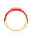 ფოტო #2 პროდუქტის Young Adults/Teens 14k Yellow Gold Plated with Cubic Zirconia Red Enamel Slim Stacking Band Ring