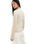 JDY high neck ribbed top in stone