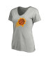 Фото #3 товара Women's Gray Phoenix Suns Primary Logo Team V-Neck T-shirt