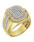 Фото #2 товара MVP Natural Certified Diamond 1.67 cttw Round Cut 14k Yellow Gold Statement Ring for Men