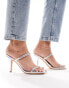 Фото #1 товара Glamorous two strap mule heeled sandals in silver