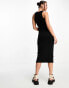 Фото #3 товара JJXX ribbed racer neck midaxi dress in black