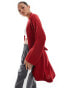 Threadbare tie front shawl collar cardigan in red