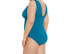 Time and Tru One Piece Swimsuit Women's XL Odes Sea Nylon Stretch Plunge V Neck