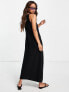 Selected Femme knitted maxi dress with racer high neck in black