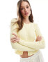 ASOS DESIGN button front crew neck cardigan with frill in lemon